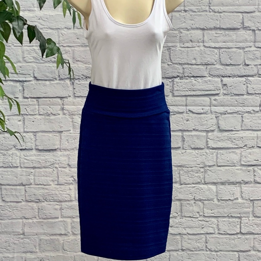 LuLaRoe Blue Textured Pencil Skirt, XS, Office to Evening